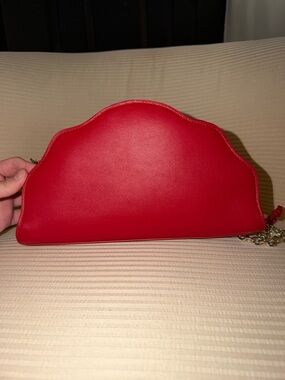 LK Bennett Red Cloud-Shape Crossbody Bag with Gold Chain
